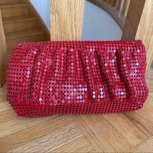 BNWOT - Red metal ruffle clutch